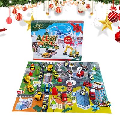 Car Toys Advent Calendar | 24 Pack Toy Car Advent Calendar | Countdown Advent Calendar With Game Map | Holiday Ride Toys For Friends Kids