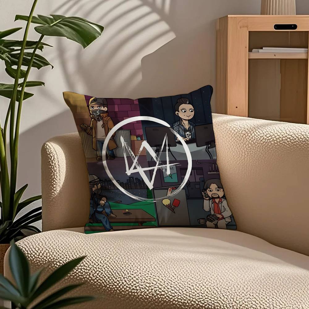 Game w-Watch Dogs 2 Pillow Case Comfort Sofa Bed Silky Elegant Invisible Zipper Custom Decorative Cushion Cover