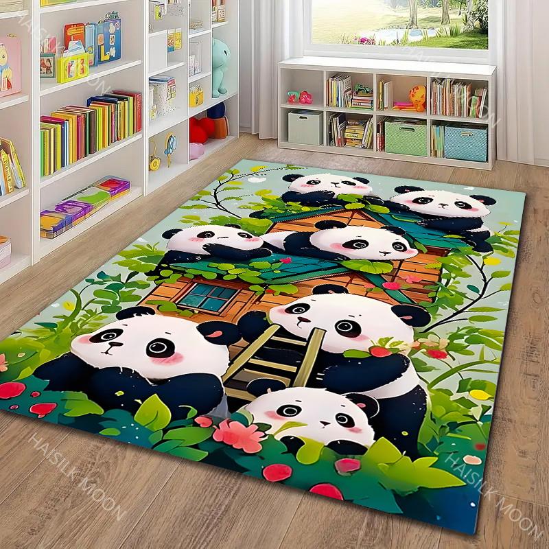 Cute Panda Printed Cartoon Carpet for Living Room Bedroom Sofa Home Decoration Non-slip Floor Mat Modern Carpet Luxury Gift