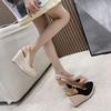 French Espadrilles Fragrant High-heeled Shoes Women's Slope Sandals Autumn Ladies Temperament Bow Pointed Shoes Women