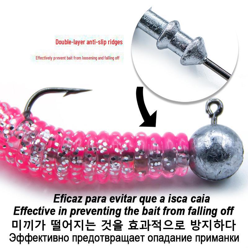 2X verstärkter Weichköder-Wurmhaken aus Kohlenstoffstahl mit Anti-Rutsch-Design