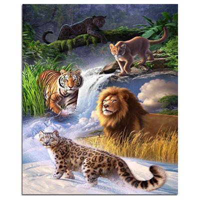 Tiger Lion Leopard 5D DIY Diamond Painting Animals Full Round Diamond Embroidery
