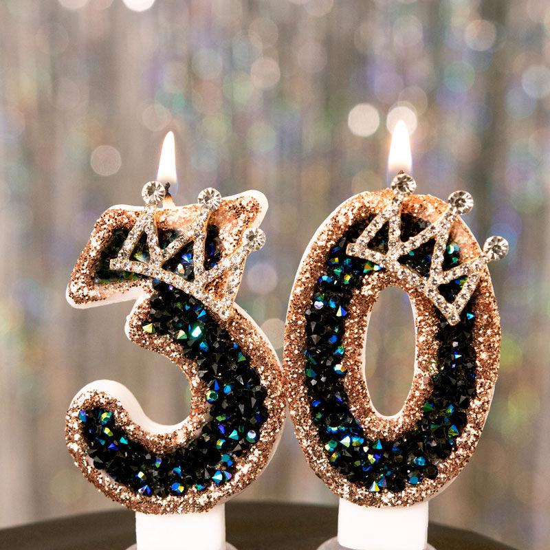 1Pc Princess Year Old Digital Birthday Candle Crown Cake Ornament Birthday Cakes Party Decoration Ornament Children's Gift