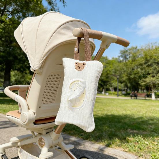 Vattert tørkepapirholder Bærbar våtserviettpose til baby Søtt dyremønster Reiseserviettetui Hengende bleieserviettveske for bil Barnevogn