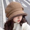 Small face, cold protection, ear protection, casual lamb wool star anise padded cotton, burr edge beret