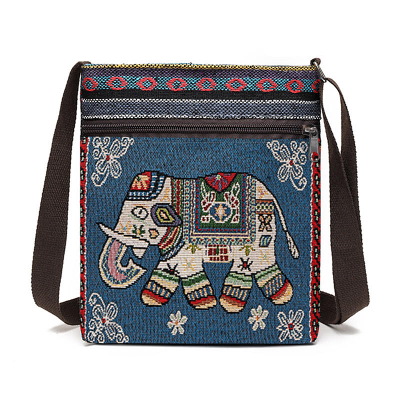 Retro Ethnic Style Shoulder Bag Canvas Embroidered Phone Crossbody Messenger Bag Travel Outdoor Casual Simple All-Mastch Women Small Bag