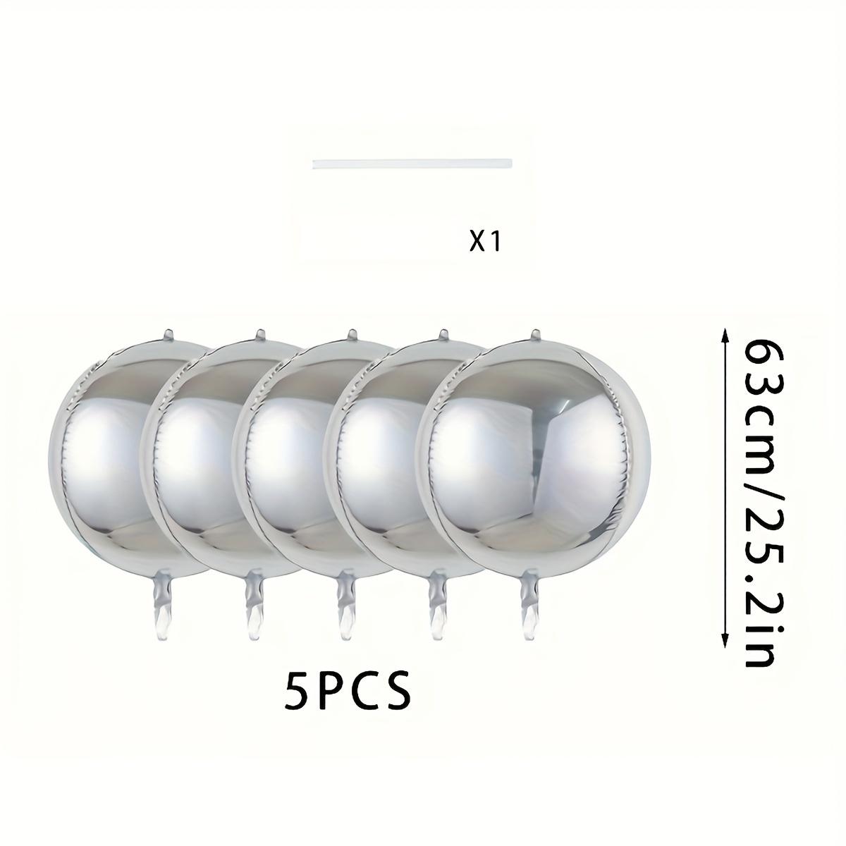 

Серебряные зеркальные 4D самозапечатывающиеся многоразовые алюминиевые фольгированные шары, подходящие для украшения Нового года, свадеб, дней рождения, Дня святого Валентина 5 silver 4D balloons