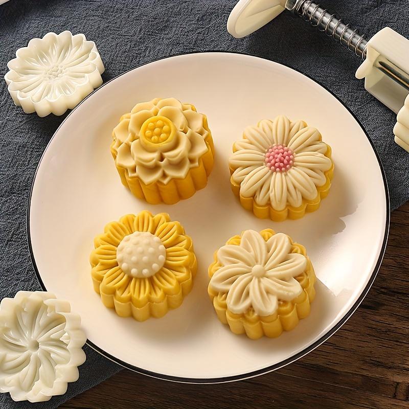 1set Plastic Hand-pressed Mung Bean Cake Baking Mold, Mid-Autumn Festival Pastry Mold, Chinese Wind Moon Cake DIY Baking Tool