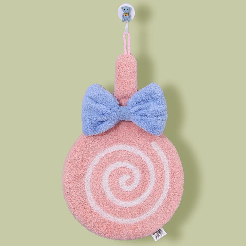 

Lollipop Shape Hanging Hand Towel Thick Absorbent Kitchen Towel for Home Cleaning розовый