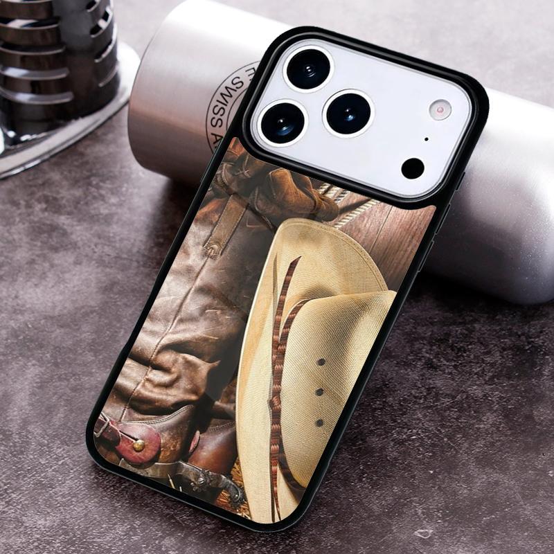 Cowboy Cowgirl Boots Spur Hat Phone Case For iPhone 17 16 15 14 13 12 11 Pro Max Plus 17Air Soft Silicone Cover