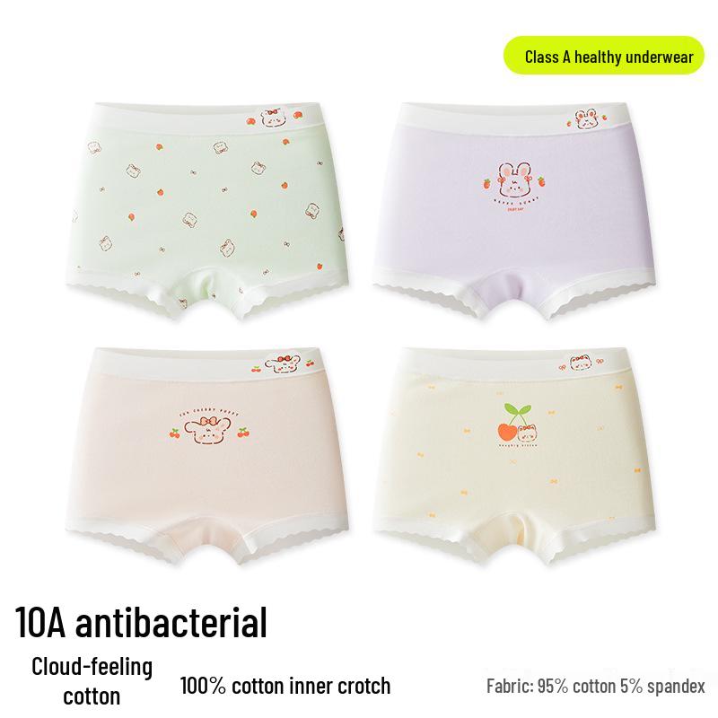 A-Grade Pure Cotton Girls' Boxer Briefs - No Wedgies, All-Cotton Crotch, Perfect for Small & Medium Kids