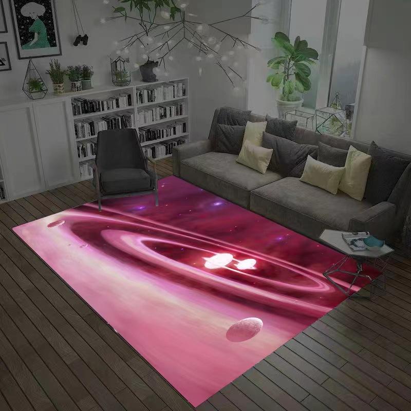 3D Planet Universe Large Area Soft Flannel Carpet Children's Room Play Floor Mat Home Living Room Bedroom Decorative Floor Mat