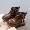 Girls' 2025 Autumn Princess Leather Short Boots - Stylish Medium & Large Children's Martin Boots