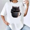 Funny Cat Top Tees Women Retro Grunge Digital 80s Aesthetic Vintage Top Tees Vintage Hip Hop Harajuku Anime