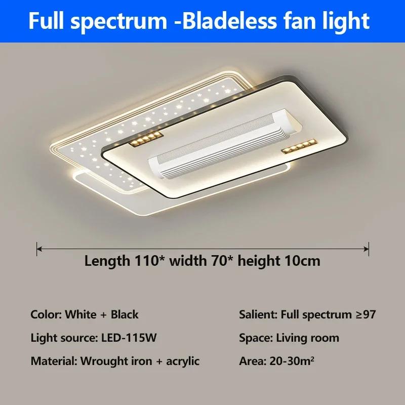 Square Round Leaf Less Fan Light Full Spectrum LED Bright Eye Protection Ceiling Light 180 Degree Blowing Cool and Silent
