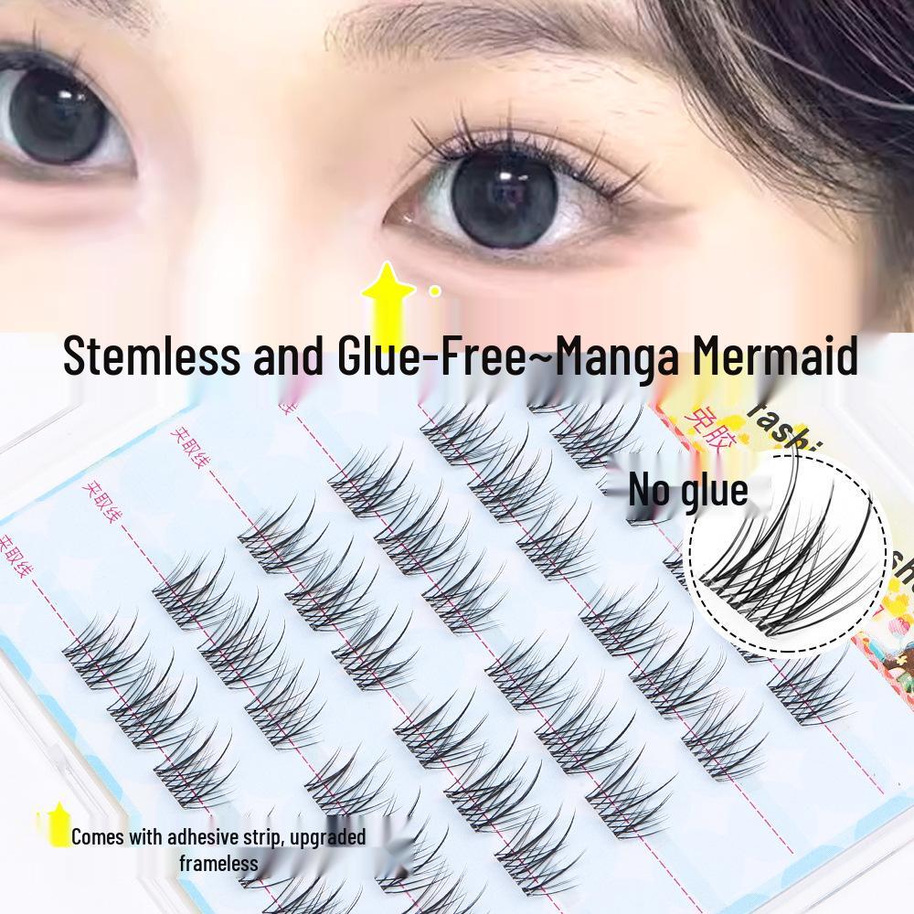 Mermaid Sectional False Eyelashes for Big Camera-Ready Eyes - Adhesive-Free, Stemless, Comfortable & Realistic for Newbies