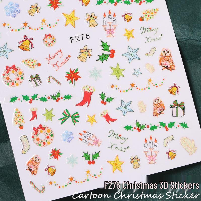 Cute Christmas Nail Stickers: Snowman, Santa, Snowflake & Reindeer Designs