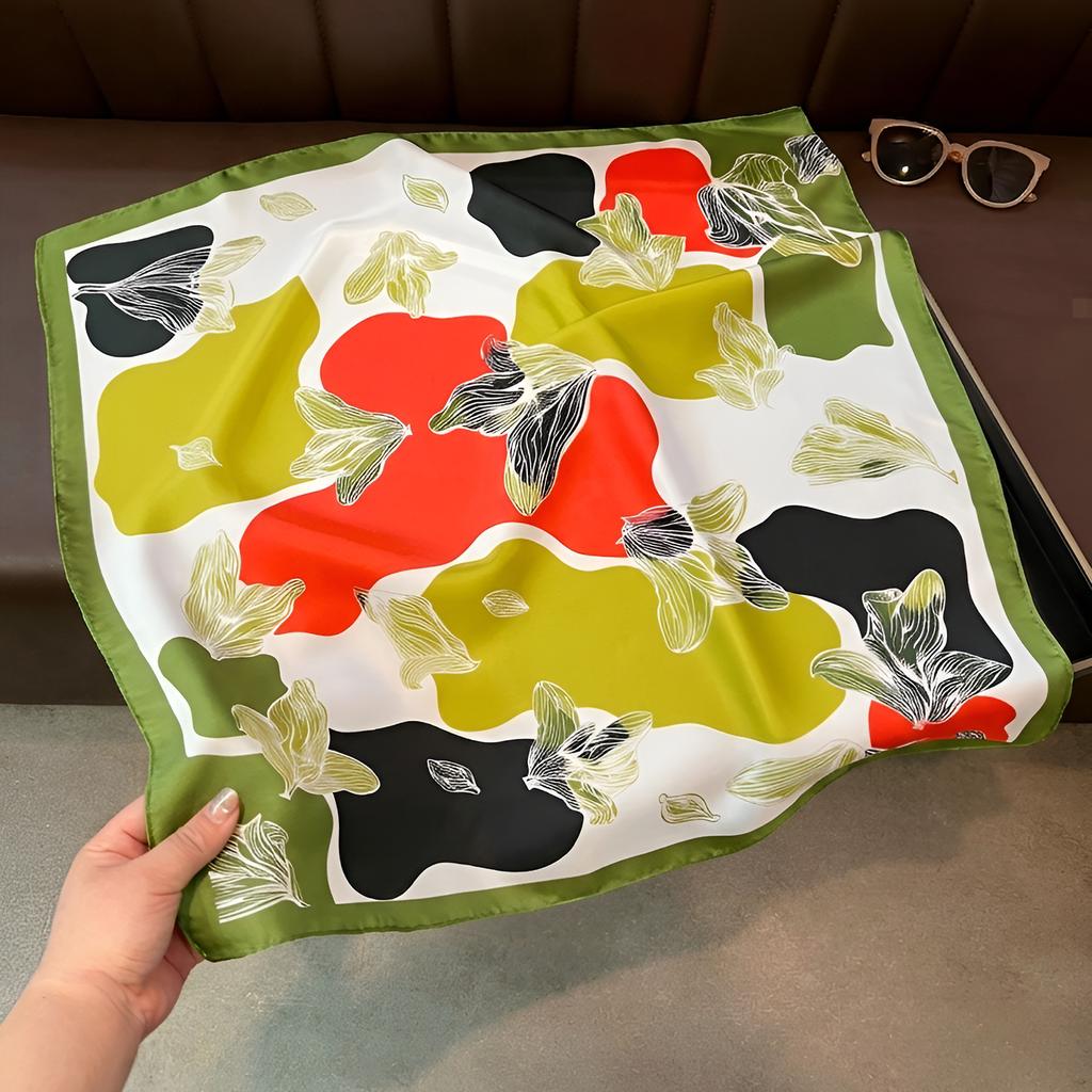 Korean Style Fashion Thin Silk Like Square Scarf For Women Summer Versatile Decorative Neckerchief