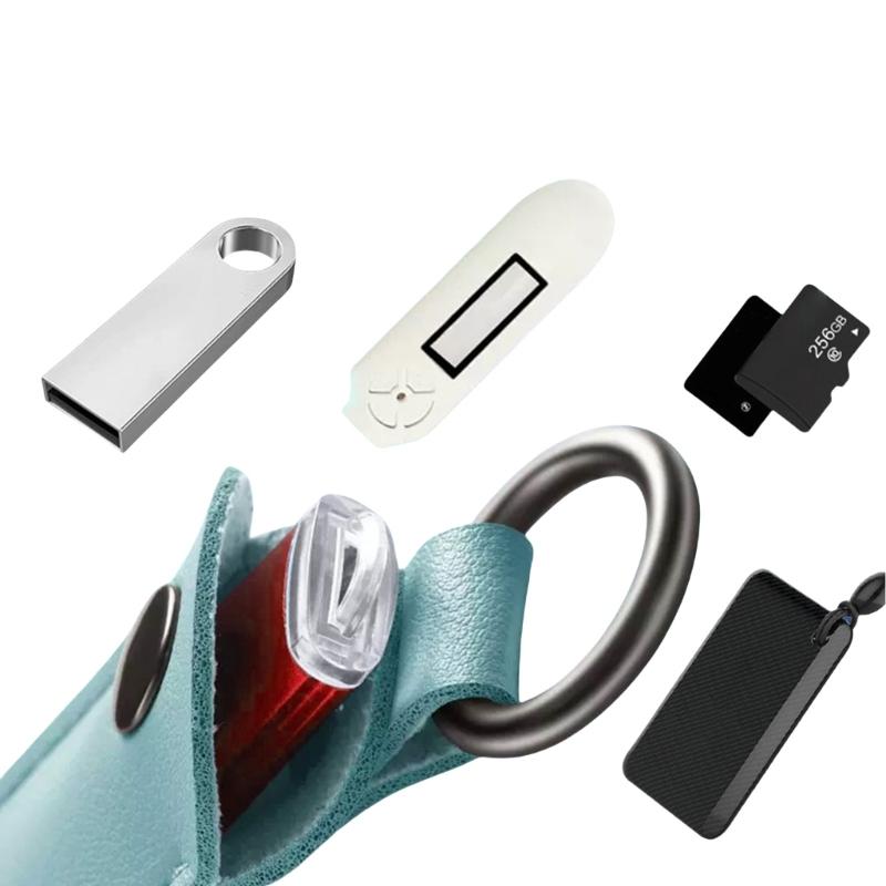 USB Flash Drive Leather Storage Bag Lightweight and Versatility Case for USB Stick and Small Electronic Accessories