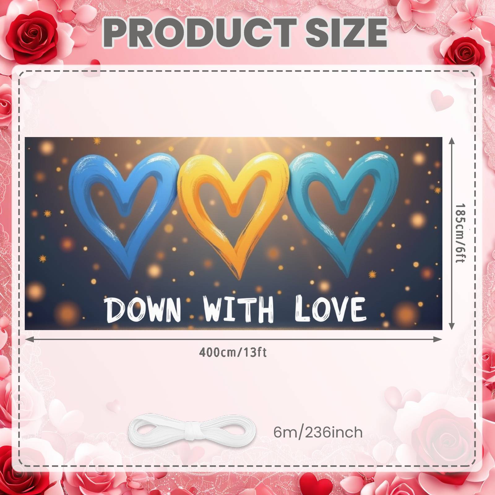 Love Background Heart-shaped Love Banner Romantic Backdrop Color-block Design Romantic Display For Bridal Shower Romantic Date