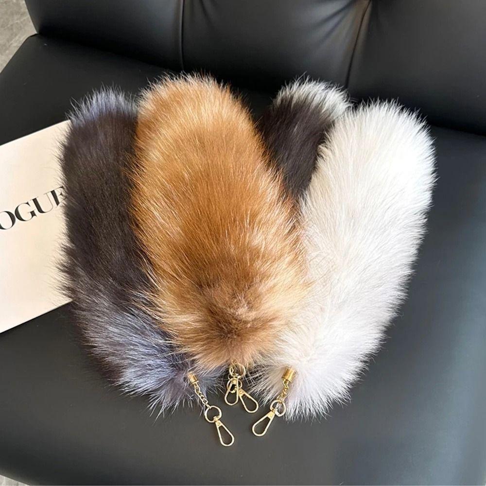 Pompoms Plush Tail Keychain Bag Tassel Fur Pendant Keyring Animal Tail Keychain  Car Keyring