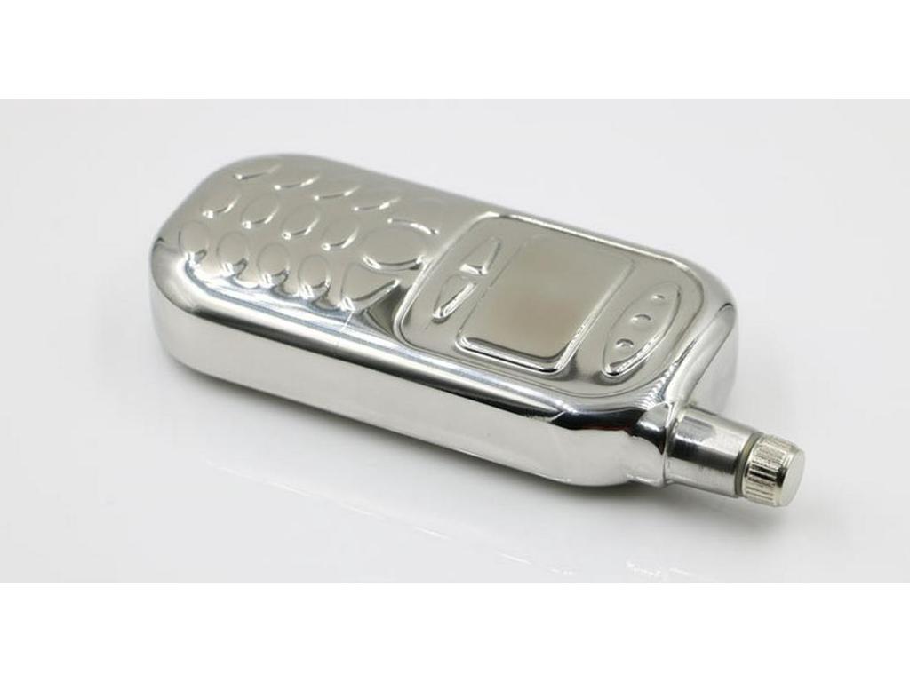 Recipient metalic de buzunar din oțel inoxidabil, în formă de telefon mobil retro, cu finisaj oglindă, 3 oz