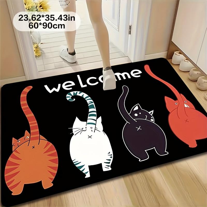 1PC Cute Cats Pattern Door Mats Kitchen Rugs Non-Slip Pop Design Living Room Rugs Bath Mat Carpet for Home Sink Laundry Decor