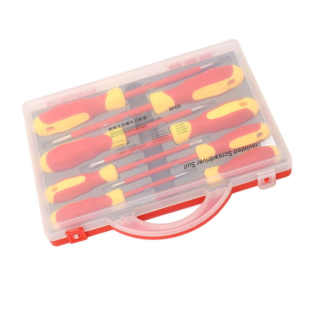 8 Piece 500V Insulated Screwdriver Set with Magnetic Tip Cross Slot Screwdriver Assortment Kit for