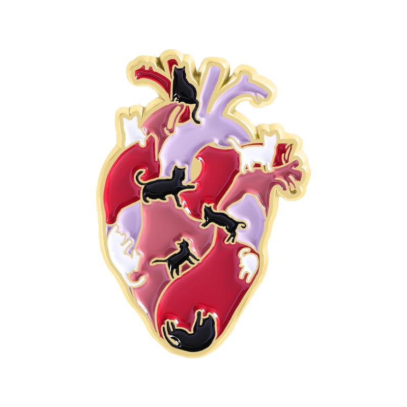 Katzenherz Emaille Anstecknadeln Kundenspezifische Voller Katzen Broschen Reversabzeichen Kleidung Tier Schmuck Geschenk für Katzenliebhaber
