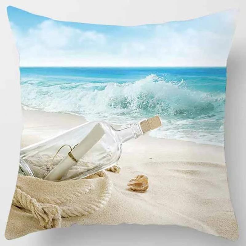 Beach Starfish Spray Coconut Tree Style Free Print Pillow Case Home Decoration Car Sofa 40x40 Cm Polyester Pillow Case