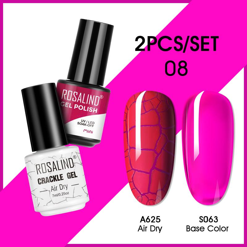 

ROSALIND 2 шт. гель-лак для ногтей цветной гель-лак для ногтей с кракелюром гель-лак для растрескивания ногтей быстросохнущий гель для дизайна ногтей