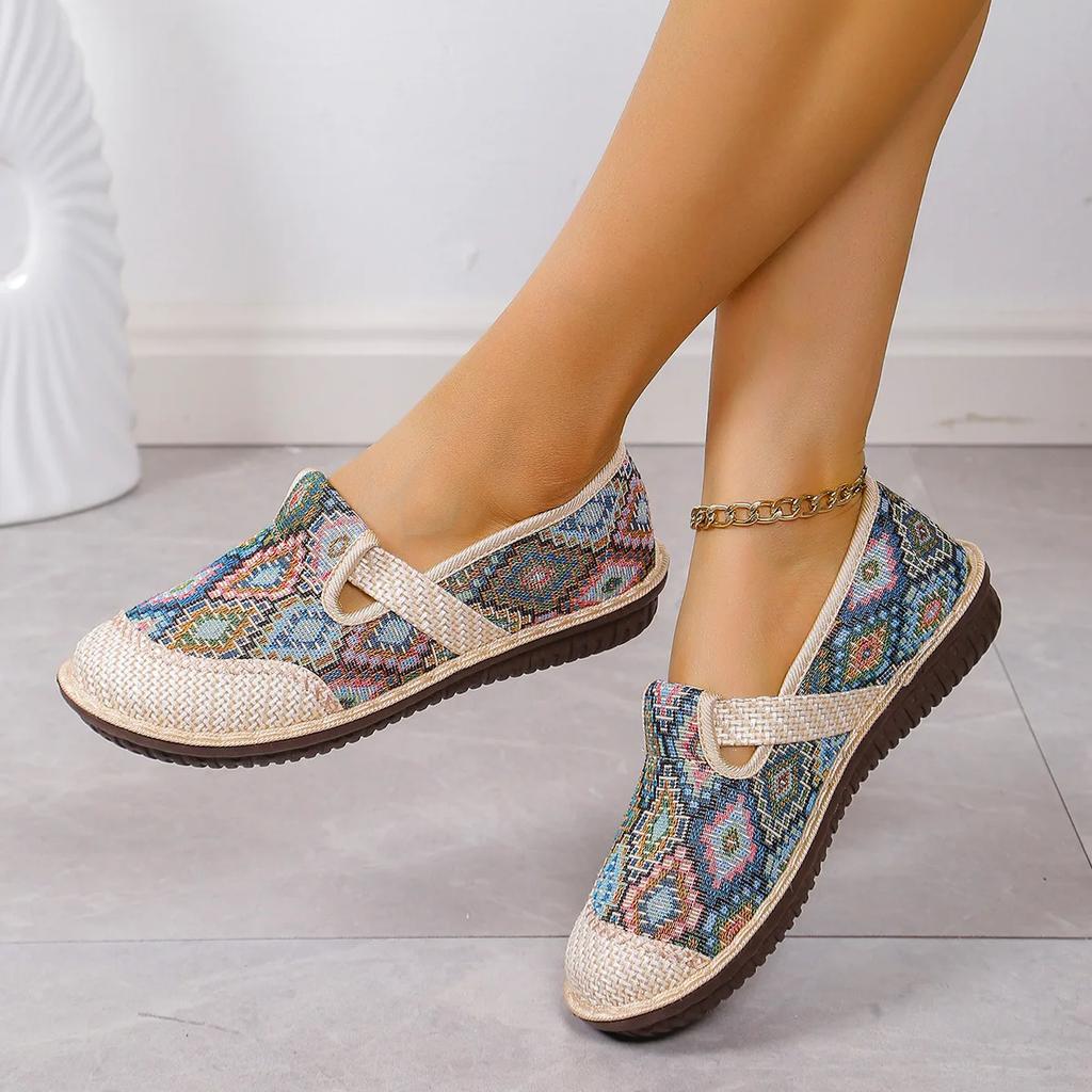 Women's Colorful Geometric Print Shoes, Soft Sole Lightweight Slip On Casual Shoes, Half Drag Daily Comfy Mules