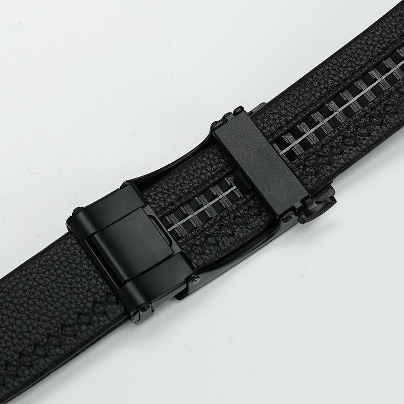 Men's New Belt Automatic Buckle Belt Trousers Belt Black Slim Belt