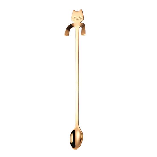 304 Stainless Steel Coffee Spoon, Hanging Cat Spoon for Mugs Tall Cups, Long Handle Tea Stirring Spoon, Ideal for Desserts & Ice Cream Lovers