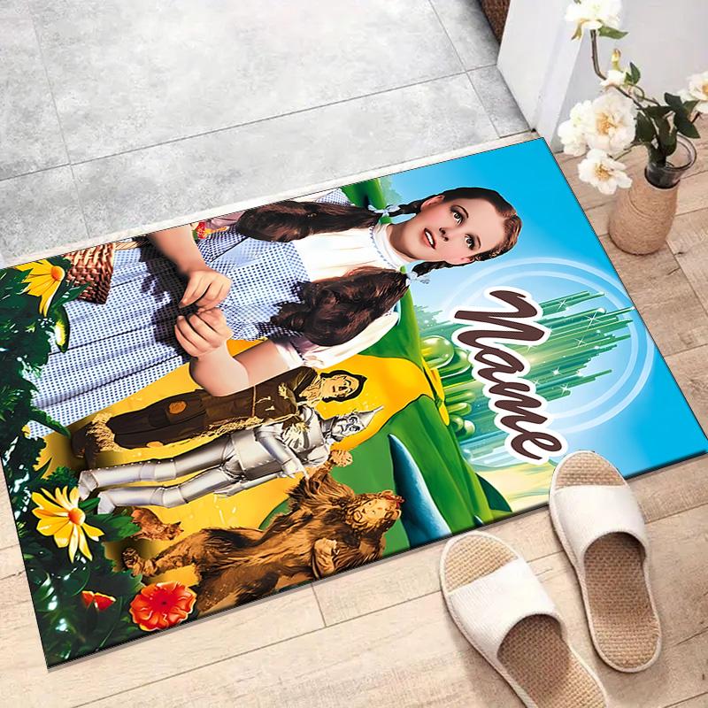 Custom The Wizard of Oz Mat Personalized Name, Polyester Washable Indoor Entryway Rug, Gift for Christmas, Easter, Thanksgiving Day