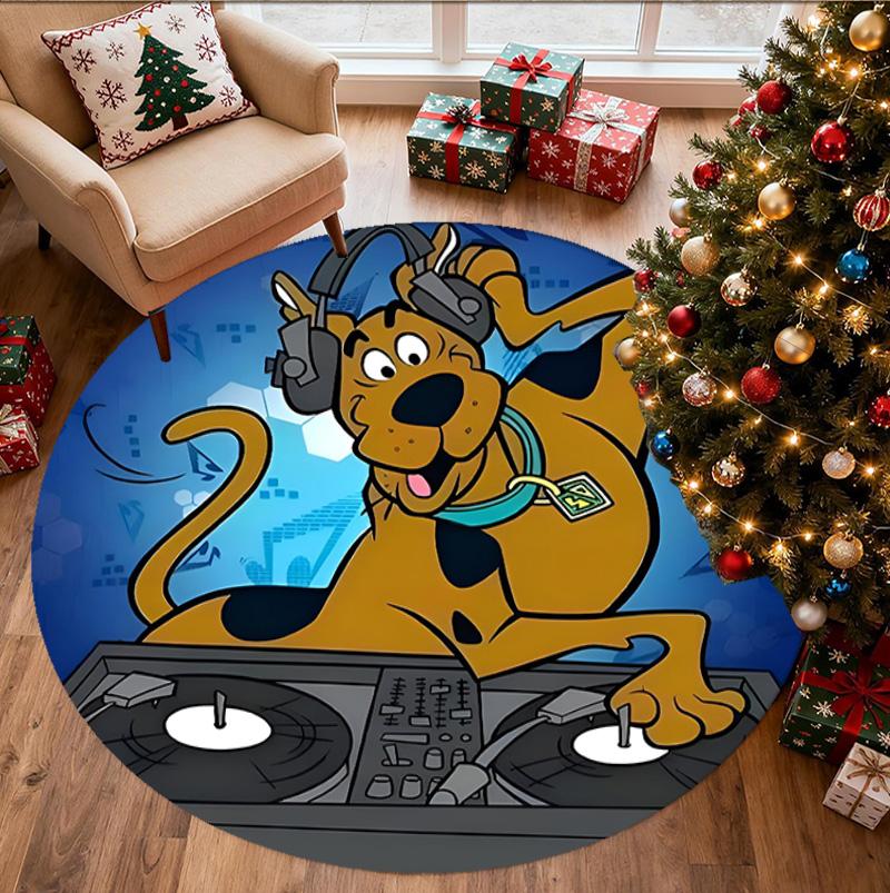 Scooby Pattern Round Rug, Indoor/Outdoor Mat, for Picnic, Gameroom, Bedroom, Office, Living Room, Home Decor Carpet, Birthday Gift