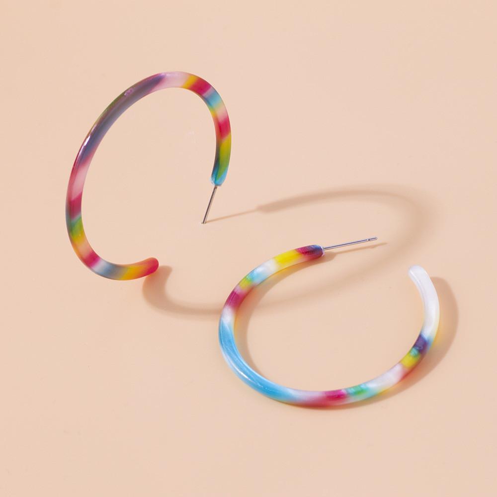Earrings Acrylic Stylish With Colorful Geometric Design Trendy Fashion Jewelry