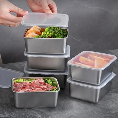Glatter Polierter Lebensmittelbehälter Edelstahl Beilage mit Deckel Stabile Platzierung Gebogenes Kantendesign Studenten Bento Box Mittagessen