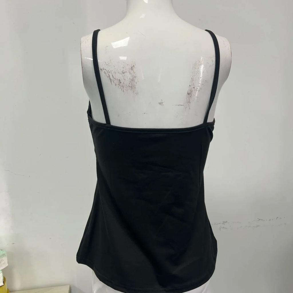 VAYLA Y2K Vintage Nero Top con Bretelle Donna Harajuku Stampa Floreale con Borchie Mini Canottiera Cotone Gotico Sexy Hottie Abbigliamento Estivo