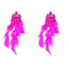 Orecchini Lunghi Boho Chic con Frange di Piume e Design Floreale in Lega con Strass per Donna