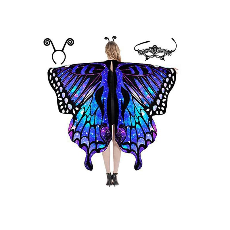 Anime Halloween Moth Wings Costume Butterfly Wings Shawl Moth Wings Cape Costume Accessory With Headband