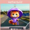 Holding Umbrella Cute Cat Pattern Acrylic Pendant For Car Decor Accessories