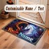 Horse Theme Soft Crystal Velvet Rug Custom Name & Text Print Non Slip Floor Rug for Bedroom Living Room