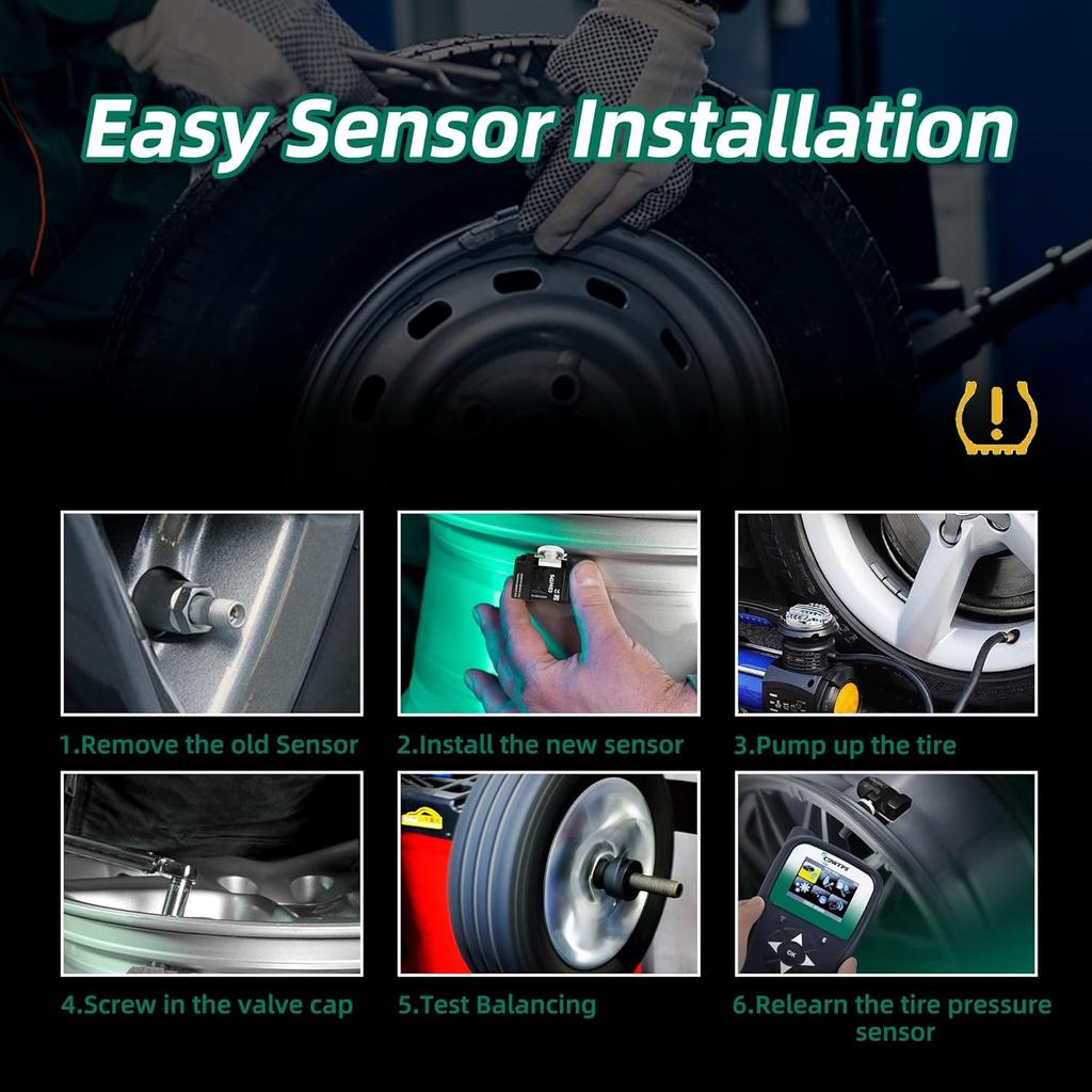 TPMS Sensor Dodge, 433Mhz Tire Pressure Monitoring System Sensor Compatible for Chrysler Jeep Dodge Fiat Replaces #68313387AB 68193586AC 68252493AB