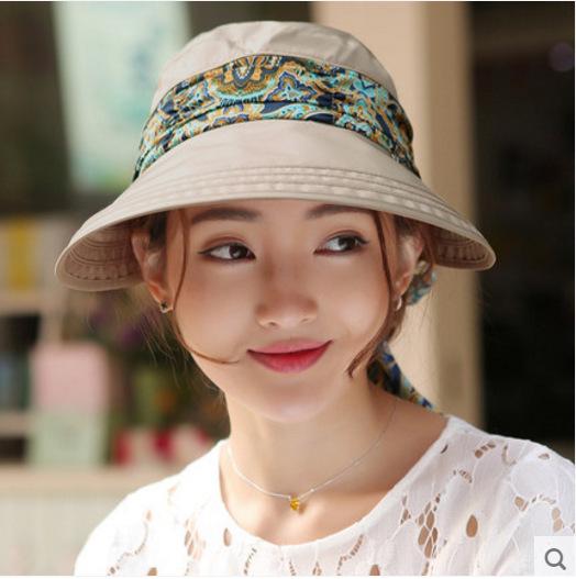 Summer sun hat women's sun hat cycling outdoor folding beach sun hat women's summer big edge face cover summer hat