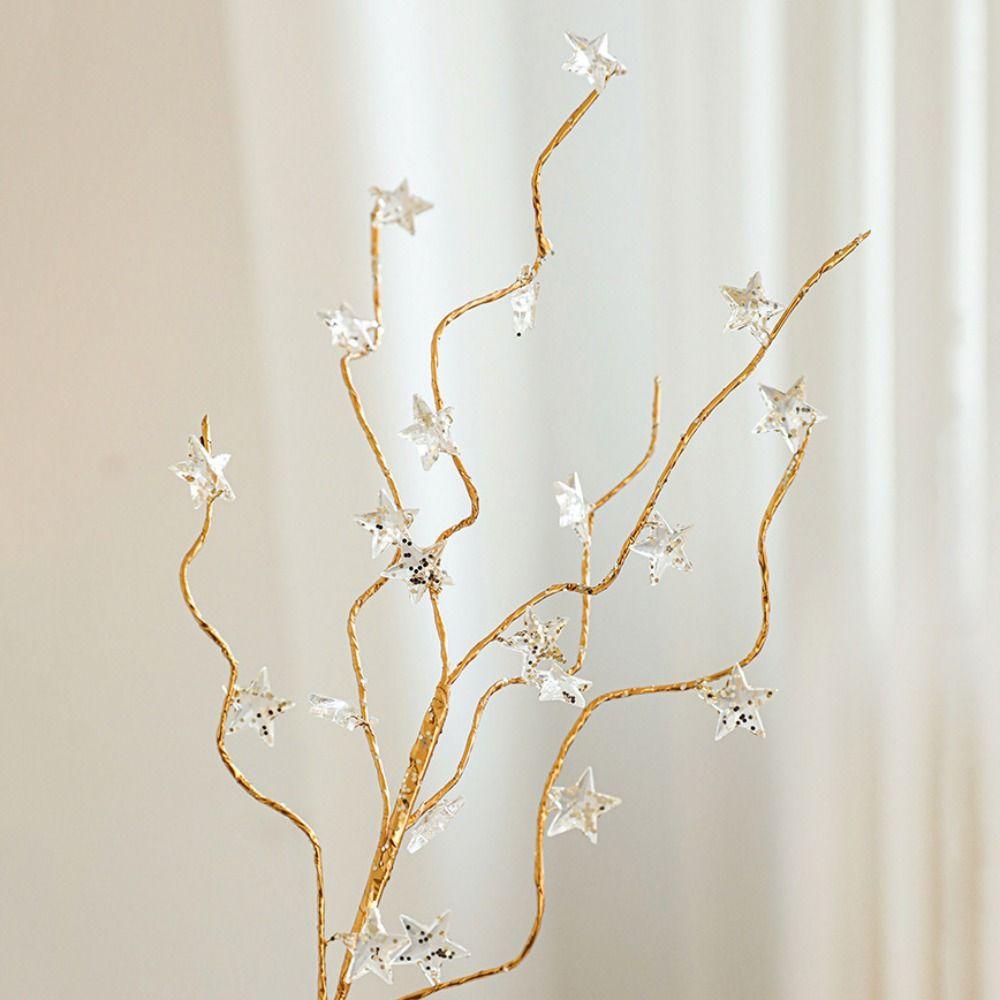 Gemstone Xmas Tree Glitter Branches Sticky Powder Christmas Golden Decoration Atmosphere Scene