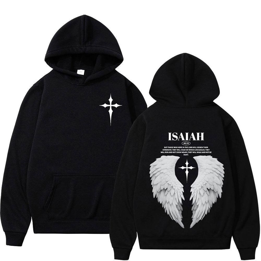 Aesthetic Christian Jesus Wing Bible Verse Hoodies Men Women Fashion Harajuku Oversized Sweatshirt Casual Loose Pullovers