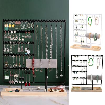 Schmuck-Aufbewahrungsregal, großer Schmuckständer, abnehmbarer Holzsockel, Organisation von Armbändern, Halsketten, Uhren und Ohrringen