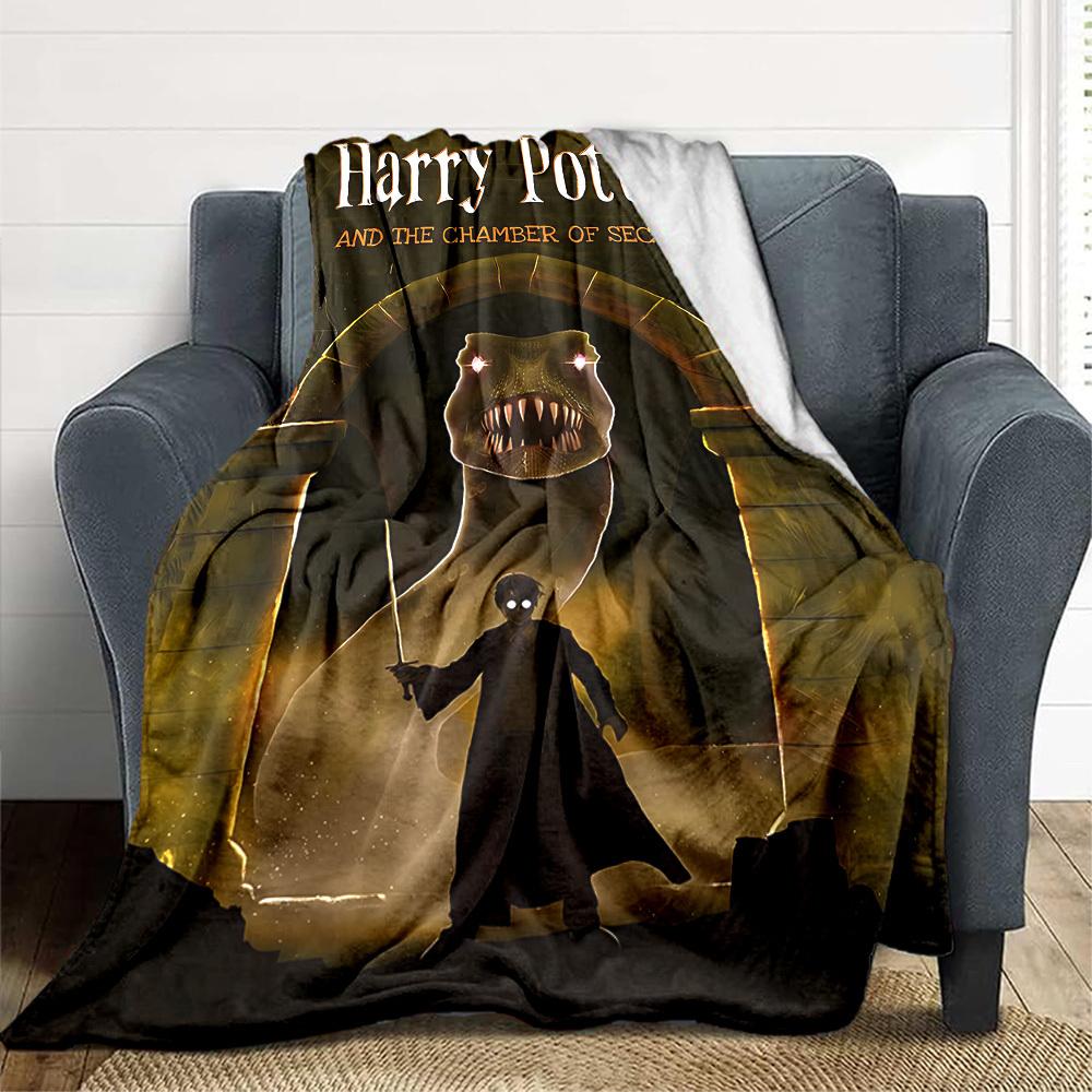 1pc Harry Potter Flannel Throw Blanket - HD Printed Lightweight Soft Warm All-Season Blanket for Sofa, Bed, Travel, Camping 094
