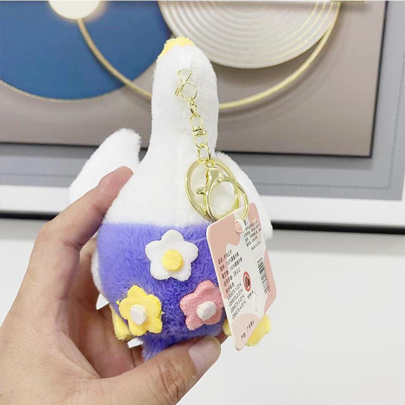 Goose Sweet Plush Stuffed Animal Keychain Colorful Pink Yellow Blue Soft Toy